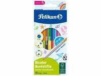 Pelikan 700146 12 Bicolor-Buntstifte, 24 Farben, rund, jeder Buntstift mit 2
