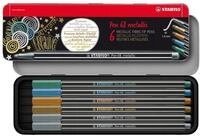STABILO - Premium Metallic-Filzstift - Pen 68 metallic - 6er Metalletui - 2x...