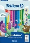 Pelikan Jumbo Buntstifte combino, dreieckig, dick, mit Tier-Motiven, 12 St&uuml;ck