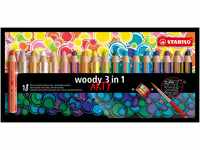 Buntstift, Wasserfarbe & Wachsmalkreide - STABILO woody 3 in 1 - ARTY - 18er Pack mit