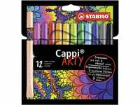Filzstift mit Kappenring - STABILO Cappi - ARTY - 12er Pack - mit 12 verschiedenen
