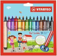 STABILO - Gefederter Dreikant-Filzstift - Trio Scribbi | 14er Pack