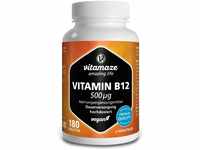 Vitamin B12 hochdosiert und vegan, Methylcobalamin, 500 mcg 180 Tabletten für 6