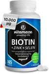 Vitamaze Biotin hochdosiert 10.000 mcg + Selen + Zink f&uuml;r Haare, Haut & N&auml;gel, 365