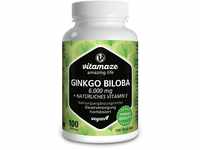 Ginkgo Biloba Kapseln hochdosiert 6000 mg vegan Gingko Biloba Extrakt 50:1, 100