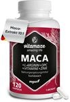 Maca Kapseln hochdosiert + L-Arginin + VITAL Formel B6, B12, OPC, Zink, 120...