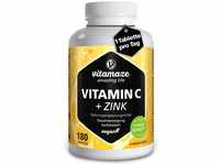 Vitamin C hochdosiert 1000 mg + Zink, vegan & optimal bioverfügbar, 180...