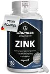 Zink Tabletten hochdosiert, 25 mg je Tagesdosis, 50 mg pro veganer Tablette f&uuml;r 12
