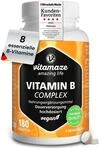 Vitamin B Komplex hochdosiert & vegan, 180 Tabletten f&uuml;r 6 Monate, B1, B2, B3, B5,