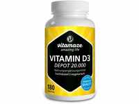 Vitamin D3 hochdosiert 20000 IE pro Tablette (20-Tage Dosis), 180 vegetarische