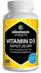 Vitamin D3 hochdosiert 20000 IE pro Tablette (20-Tage Dosis), 180 vegetarische