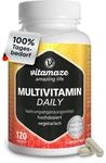 Multivitamin Kapseln hochdosiert, 13 Vitamine A, B, C, D, E, K, 120 vegetarische