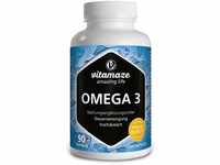 Omega 3 Kapseln hochdosiert, 1 Kapsel pro Tag, 1000 mg reines Fischöl mit 400 mg
