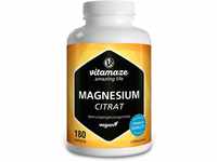 Magnesium-Citrat Kapseln hochdosiert & vegan, 2250 mg davon 360 mg elementares