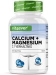 vit4ever Calcium Magnesium Komplex - 365 Tabletten - 2:1 Verh&auml;ltnis | 800mg Calcium