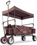 FUXTEC Bollerwagen faltbar FX-CT350 Braun mit Dach &ndash; Transportwagen klappbar 