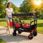 SAMAX Bollerwagen mit Dach Faltbar - Handwagen Transportwagen Ger&auml;tewagen Faltwagen