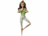 Barbie GXF05 - Made to Move Puppe (brünett) im grünen Yoga Outfit, für...
