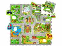 Straße Puzzlematte Baby 1,2x1,2m – Autoteppich Kinder 16 Platten, 11 Autos...
