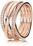PANDORA Sparkling & Polished Lines Ring in Ros&eacute;gold mit 14 Karat ros&eacute;vergoldete