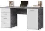 Forte NET106 Schreibtisch 140 150, Schreibtisch mit 4 Schubladen und 1 T&uuml;r, Home