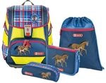Step by Step Schulranzen-Set 2IN1 DIN &bdquo;Horse Family 4-teilig, blau-rot, Pferde,