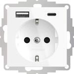 2USB 2U-449511 1fach Schutzkontakt-Steckdose mit USB-Ladeausgang, erhoehter