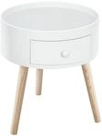 HOMCOM Couchtisch Wohnzimmertisch mit Schublade 38 x 38 x 45 cm, Wei&szlig; | Runder