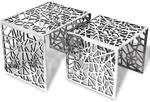 vidaXL 2tlg Aluminium Beistelltisch Set Couchtisch Kaffeetisch Wohnzimmer Silber