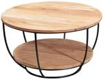 Wohnling Couchtisch Rund 60x60x34,5 cm Akazie Massivholz Metall Braun 