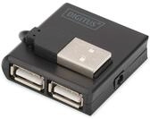 DIGITUS USB-Hub - 4 Ports - High-Speed USB 2.0 - 480 MBit/s - Kompaktes Geh&auml;use -