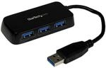 StarTech.com 4 Port USB 3.0 SuperSpeed Hub - Schwarz - Portabler externer Mini USB