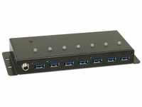 LINDY 43128 Metall 7 Port USB 3.0-Hub Schwarz, USB 3.0 Industrie Hub 7 Port