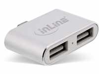 InLine 33291I Mini USB 2.0 Hub, USB C Stecker auf 2X USB A Buchse Silber