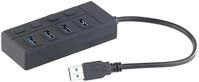 Xystec USB 3 Verteiler: USB-3.0-Hub mit 4 Ports, einzeln schaltbar, bis 5 Gbit/s