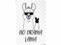 REINDERS Poster No Drama Lama - Papier 61 x 91.5 cm Weiß Kinderzimmer Tiere
