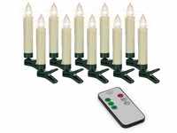 Hellum LED Weihnachtsbaumkerzen kabellos, 10x warmweiß LED Kerzen mit...