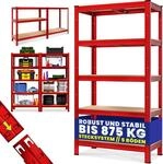 Monzana&reg; Schwerlastregal 180x90x40cm 875kg rot 5 MDF-Platten Lagerregal Kellerregal