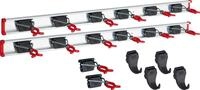 Bruns Ger&auml;tehalter 100 cm - 2 Schienen mit 14 Halter und 4 Haken -