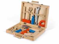 Janod - Brico'Kids Werkzeugkasten, Holz-Werkzeug für Kinder, Spielzeugnachbildung,