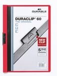 Durable 220903 Hunke & Jochheim Klemm-Mappe, Hartfolie, 60 Blatt, transparent/rot