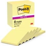 Post-it Super Sticky Notes Kanariengelb, Packung mit 6 Bl&ouml;cken, 90 Blatt pro Block,