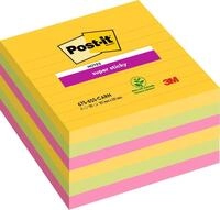 Post-it Super Sticky Gro&szlig;e Notes, Liniert, 6 Bl&ouml;cke, 540 Blatt,101 x 101 mm