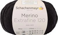 Schachenmayr Merino Extrafine 120 9807552-00199 schwarz Handstrickgarn, 10 x 10 x 7