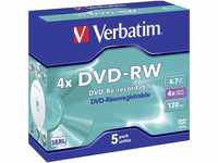 Verbatim DVD-RW 4x Speed 5er Pack Jewel Case DVD-Rohlinge Re-recordable