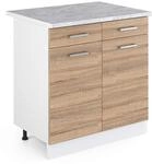 Vicco K&uuml;chenunterschrank R-Line, Sonoma, 80 cm, AP Marmor, zur freien...