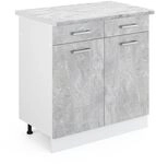 Vicco K&uuml;chenunterschrank R-Line, Beton, 80 cm, AP Marmor, zur freien...