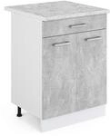 Vicco K&uuml;chenunterschrank R-Line, Beton, 60 cm mit Schublade, AP Marmor, zur...