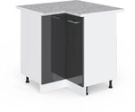 Vicco Eckunterschrank R-Line, Anthrazit Hochglanz, 75.6 cm, AP Marmor, zur...
