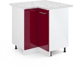 Vicco Eckunterschrank R-Line, Rot Hochglanz, 75.6 cm, AP Marmor, zur freien